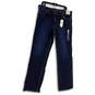 NWT Womens Blue Dark Wash Pockets Stretch Denim Straight Leg Jeans Sz 36/32 image number 3