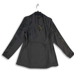 NWT Womens Dark Gray Ponte Shawl Collar Button Front Jacket Size XL