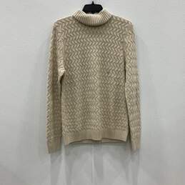 Express Mens Beige Knitted Turtleneck Long Sleeve Pullover Sweater Size Medium