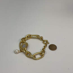 Designer J. Crew Gold-Tone Fashionable Pearl Double Link Chain Bracelet alternative image