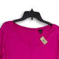 NWT Womens Purple Scoop Neck 3/4 Sleeve Back Button Blouse Top Size M image number 3