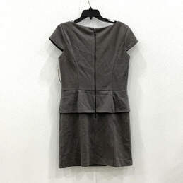 NWT Womens Gray Round Neck Short Sleeve Back Zip Peplum Mini Dress Size 12 alternative image