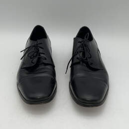 Mens Welles Black Leather Square Toe Lace-Up Oxford Dress Shoes Size 10.5