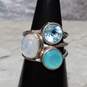 YS Signed Sterling Silver Blue Topaz, Blue Glass, & Faux Moonstone Accent Ring Size 5 - 4.9g image number 2
