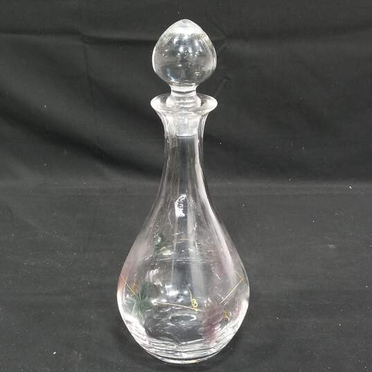 Vintage Grape Themed Clear Crystal Wine Decanter image number 1