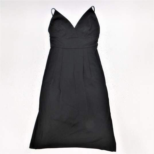 HALSTON Heritage Spaghetti Strap Empire Waist Rayon Blend Little Black Cocktail Dress Size XS with COA image number 5