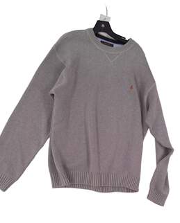 Mens Gray Long Sleeve Crew Neck Knitted Pullover Sweater Size XL