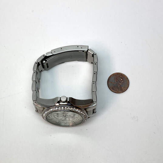 Designer Fossil Riley ES3202 Silver-Tone Rhinestone Analog Wristwatch image number 2