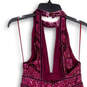 Womens Purple Sequin Sleeveless Halter Neck Back Zip Mini Dress Size 0 image number 4