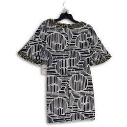 NWT Womens Black White Geometric Short Sleeve Back Zip Shift Dress Size 8 alternative image