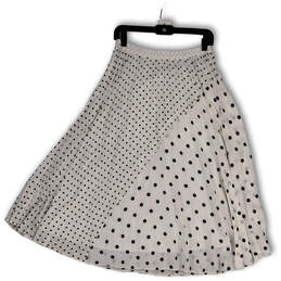 NWT Womens White Black Polka Dot Side Zip Pleated Midi Flared Skirt Size 2 alternative image