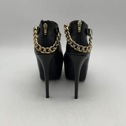 Womens Black Leather Back Zip Stiletto Heel Platform Boots Size 8.5 M alternative image