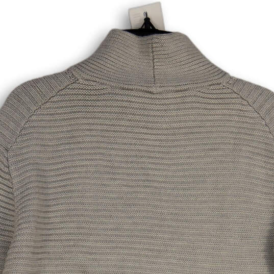 Womens Gray Turtleneck Tight-Knit Long Sleeve Ribbed Pullover Sweater Size S image number 4