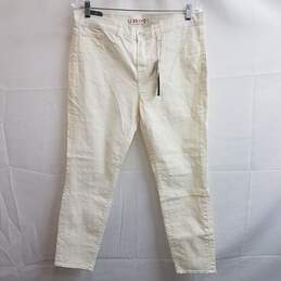 J Brand Hand-Printed Mid-Rise Capri Pants White Size 32