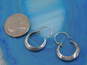 Artisan 925 Sterling Silver Crushed Turquoise Moon Pendant Chain Necklaces & Mini Hoop Earrings 13.0g image number 8