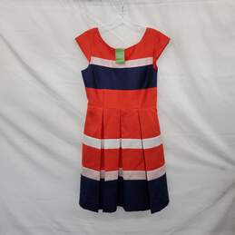 Kate Spade New York Winter Seaside Orange & Navy Blue Britta Dress WM Size 8 NWT