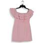 Womens Pink Ruffle Square Neck Modern Back Zip Mini Shift Dress Size Small image number 1
