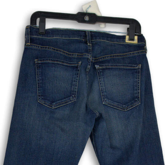 Women Blue Denim Medium Wash 5-Pocket Design Skinny Leg Jeans Size 26 image number 4