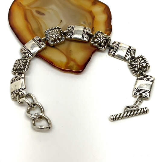 Designer Brighton Silver-Tone Scrolled Etched Toggle Clasp Chain Bracelet image number 3