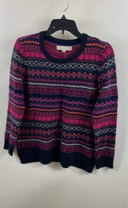 NWT Loft Womens Multicolor Aztec Long Sleeve Round Neck Pullover Sweater Size LP