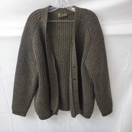 Scotch Shetland and Mohair Wool Cardigan Sweater Olive/Brown Estimate Size L