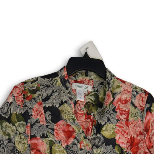 Womens Multicolor Floral Long Sleeve Button Front Jacket Size X-Large image number 3