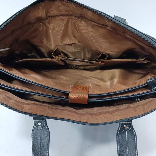 Clark & Mayfield Leather Black Travel Laptop Large Shoulder Tote Bag image number 4