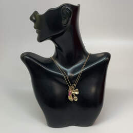 Designer Betsey Johnson Gold-Tone Adjustable Chain Heels Pendant Necklace