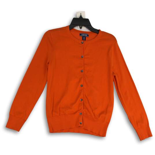 Lands' End Womens Orange Long Sleeve Button Front Cardigan Sweater Size Small image number 1