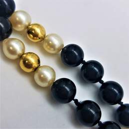 14K Gold Onyx FW Pearl Beaded Necklace 60.7g DAMAGED alternative image