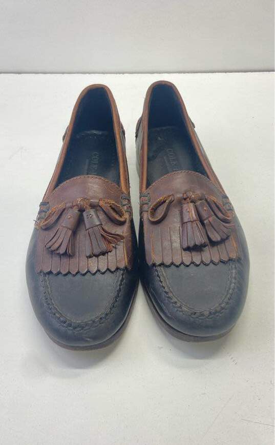 Cole Haan Black/Brown Leather Tassel Kiltie Casual Loafers Men's Size 10D image number 2