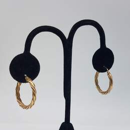 10k Gold Vintage Twist Round Hoop Earrings 1.8g