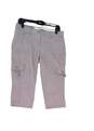 Womens Gray Flat Front Pockets Straight Leg Casual Capri Pants Size 4 image number 1
