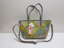 Jen & co Woven Textured Handbag Shoulder Bag Yellow Multi with Tag
