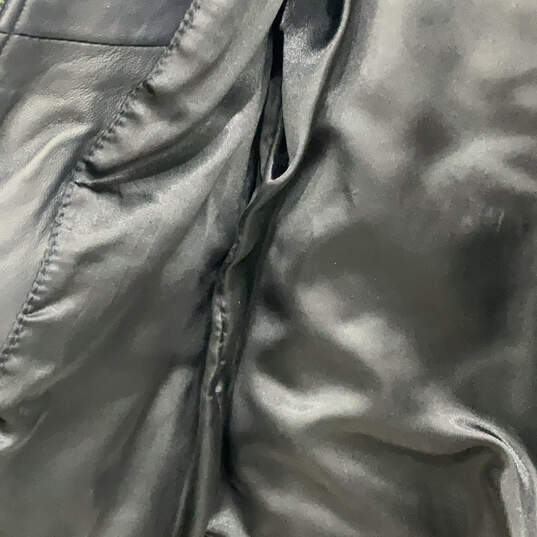 Mens Blue Leather Long Sleeve Pockets Full-Zip Biker Jacket Size 2X-Large image number 4