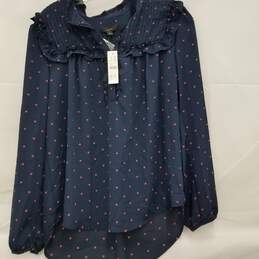 J. Crew Navy Blue Blouse w/ Hearts NWT Size Small