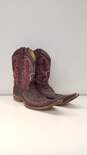 El Malcreado Burgundy Leather Ostrich Pointed Toe Western Boots Men's Size 10 E image number 3