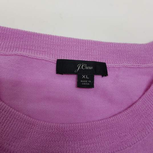 J. Crew Pink Long Sleeve Merino Wool Pullover Sweatshirt Women's Size XL image number 3