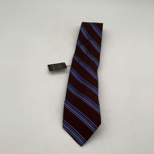 Mens Multicolor Silk Striped  Four-In-Hand Pointed Designer Neck Tie image number 1