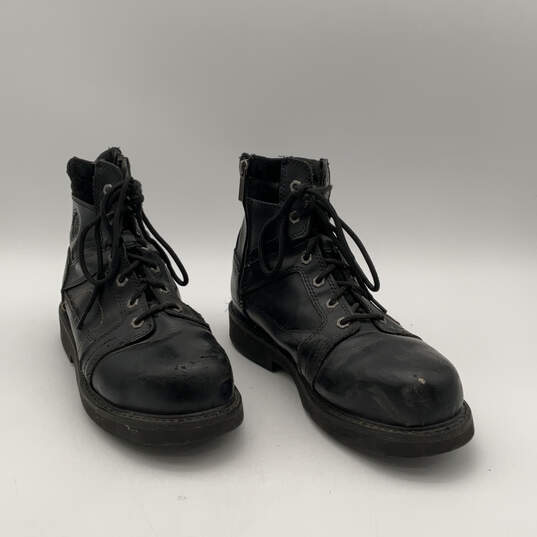 Mens Abercorn D95326 Black Leather Steel Toe Lace Up Biker Boots Size 10.5M image number 1