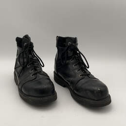 Mens Abercorn D95326 Black Leather Steel Toe Lace Up Biker Boots Size 10.5M