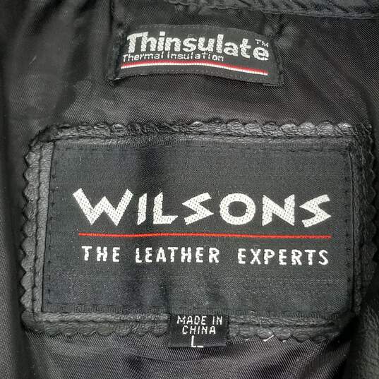 Wilsons Women's Black Leather Belted Coat Size L image number 4