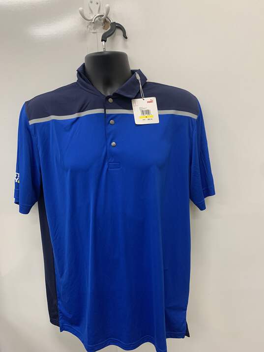 NWT Mens Sz Med Blue Colorblock Polo image number 1