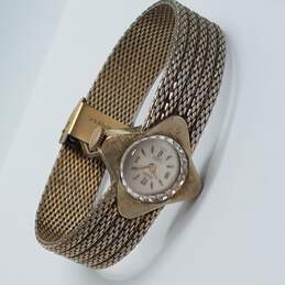 Pedre 17 Jewels Gold Tone 4 Point Star Case Mesh Vintage Wind-Up Automatic Bracelet Watch alternative image