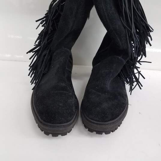Sam Edelman Tilden Faux Fur Fringe Black Suede Boots Size 7 image number 4