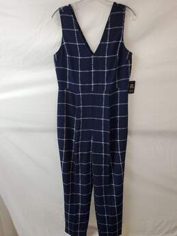 Express Blue Checkered Print Sleeveless Jumpsuit Size M