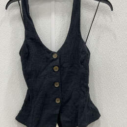 NWT Womens Black Sleeveless Halter Neck Button Front Vest Top Size XS
