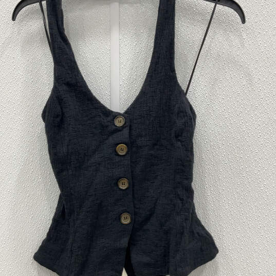 NWT Womens Black Sleeveless Halter Neck Button Front Vest Top Size XS image number 1
