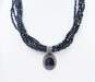 Judith Jack Designer 925 Marcasite & Black Faceted Glass Multi Strand Pendant Necklace 67.9g image number 1