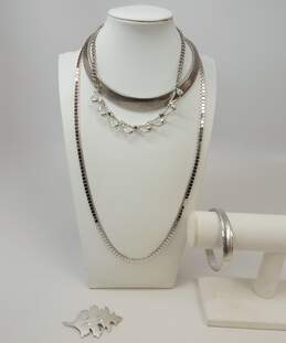 Vintage Monet & Fashion Silver Tone Necklaces Bangle & Brooch 163.5g